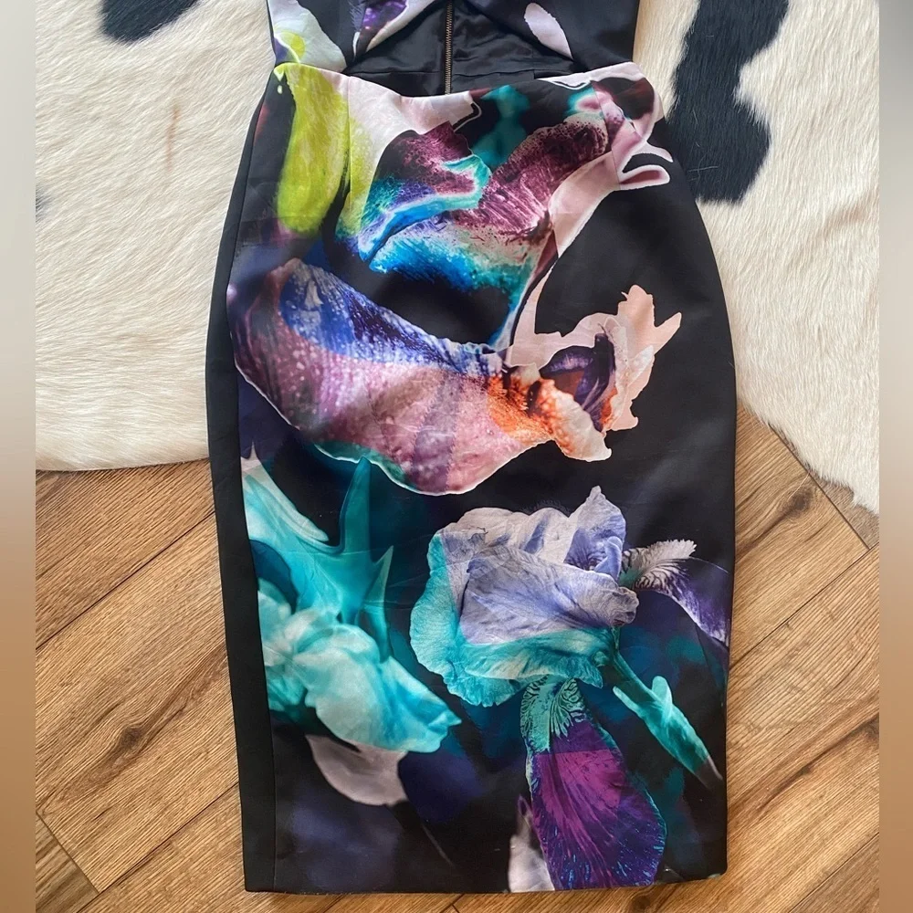 Finders Keepers Black Floral Last Chance Open Cut Dress